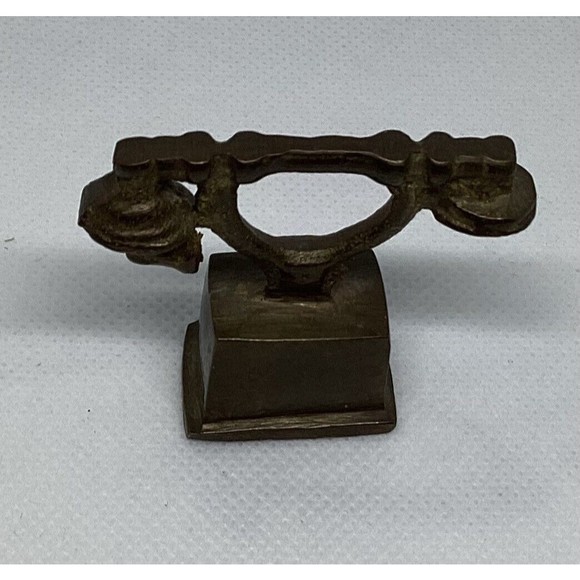 Brass Phone Dollhouse Furniture French Style decorative miniature 1.5 Inch Vntg - Picture 3 of 4